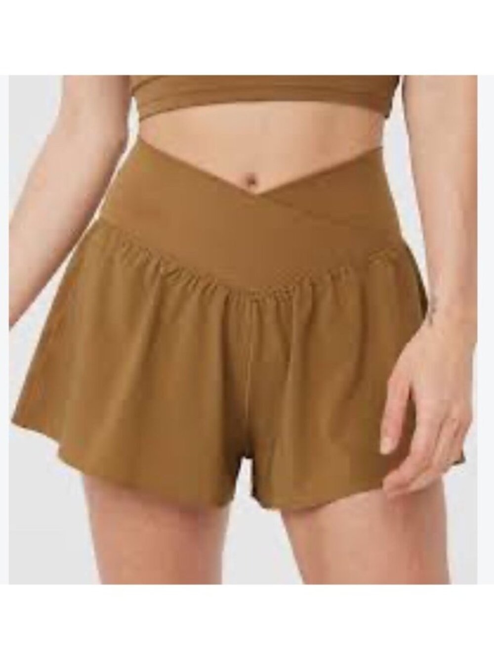 OFFLINE by Aerie Real Me Crossover Flowy Shorts Mustard Yellow Small.    K